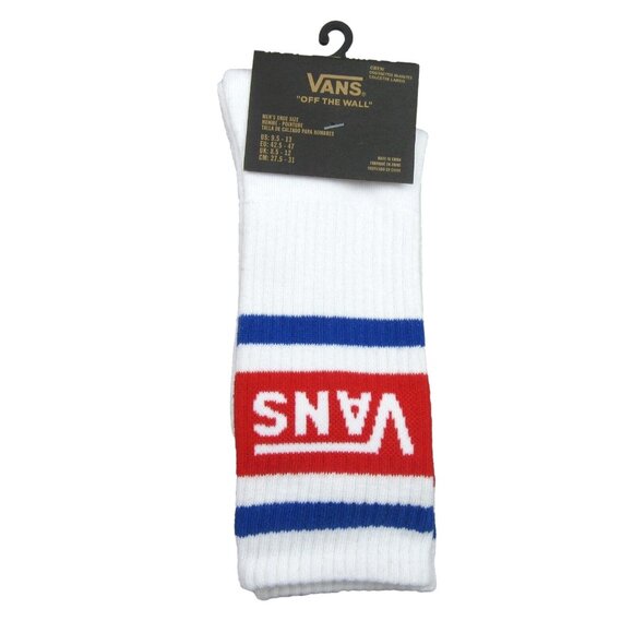 Vans Unisex Retro White Crew Socks Size 9.5-13 (1 Pair) NEW - Picture 1 of 10
